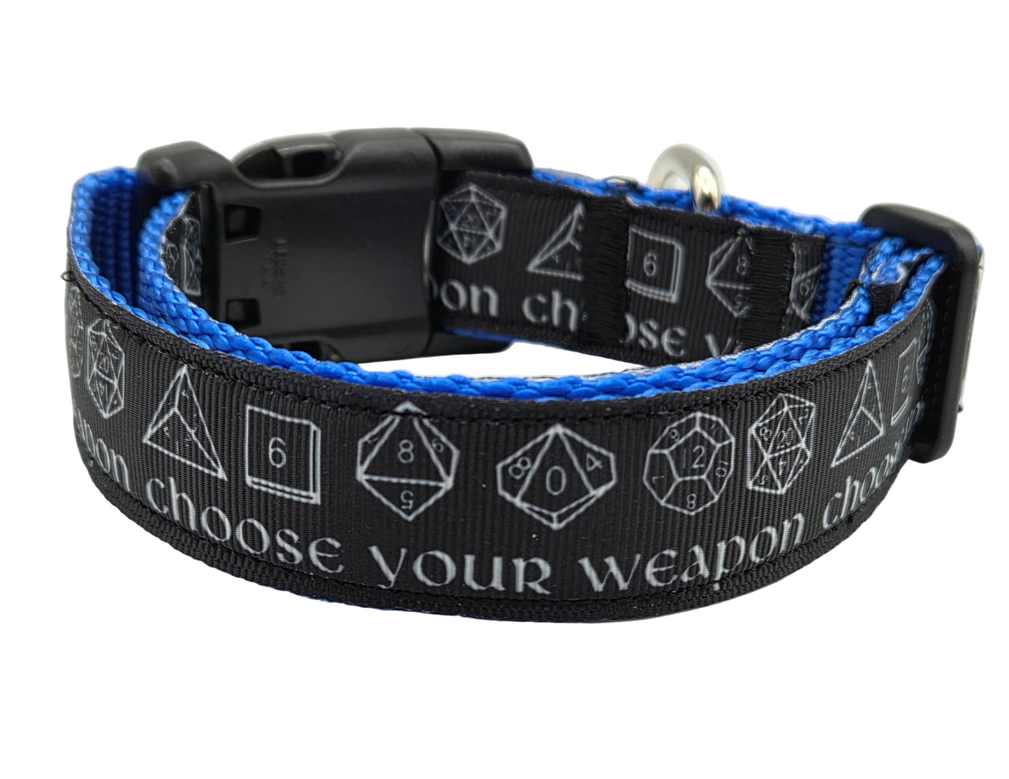 Choose Your Weapon” DnD Dog Collar – Large (12"–19")