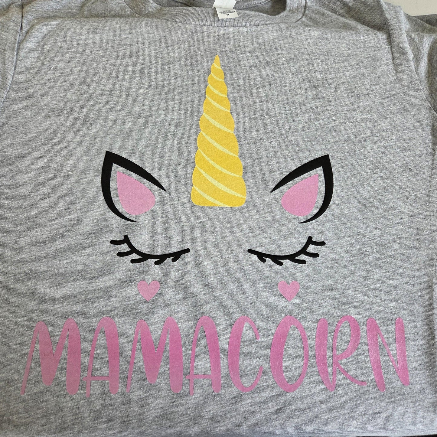 Mamacorn T-Shirt - Unicorn Mom Graphic Tee - Funny Motherhood Gift - Women’s Medium Heather Grey Cotton Shirt