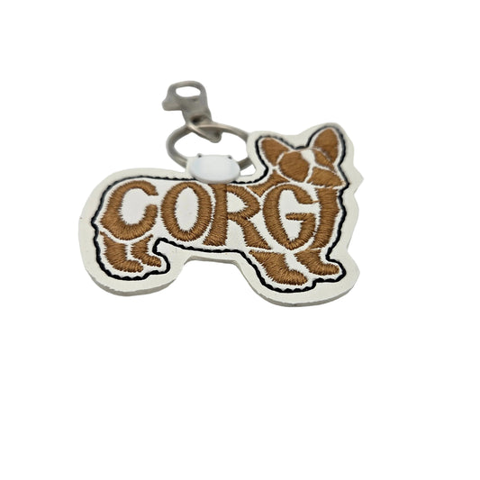 Corgi Keychain Tab, Embroidered Dog Breed Bag Tag, Pembroke Welsh Corgi Mom Gift, Cute Dog Key Fob, Dog Trainer Gear