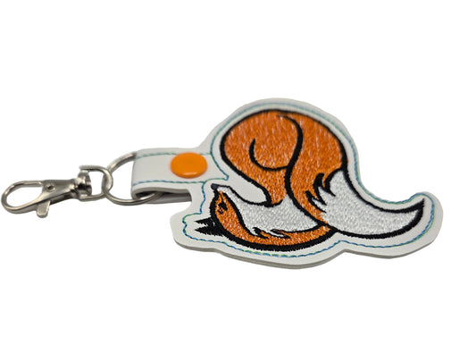 Fox Keychain – Embroidered Snap Tab Charm