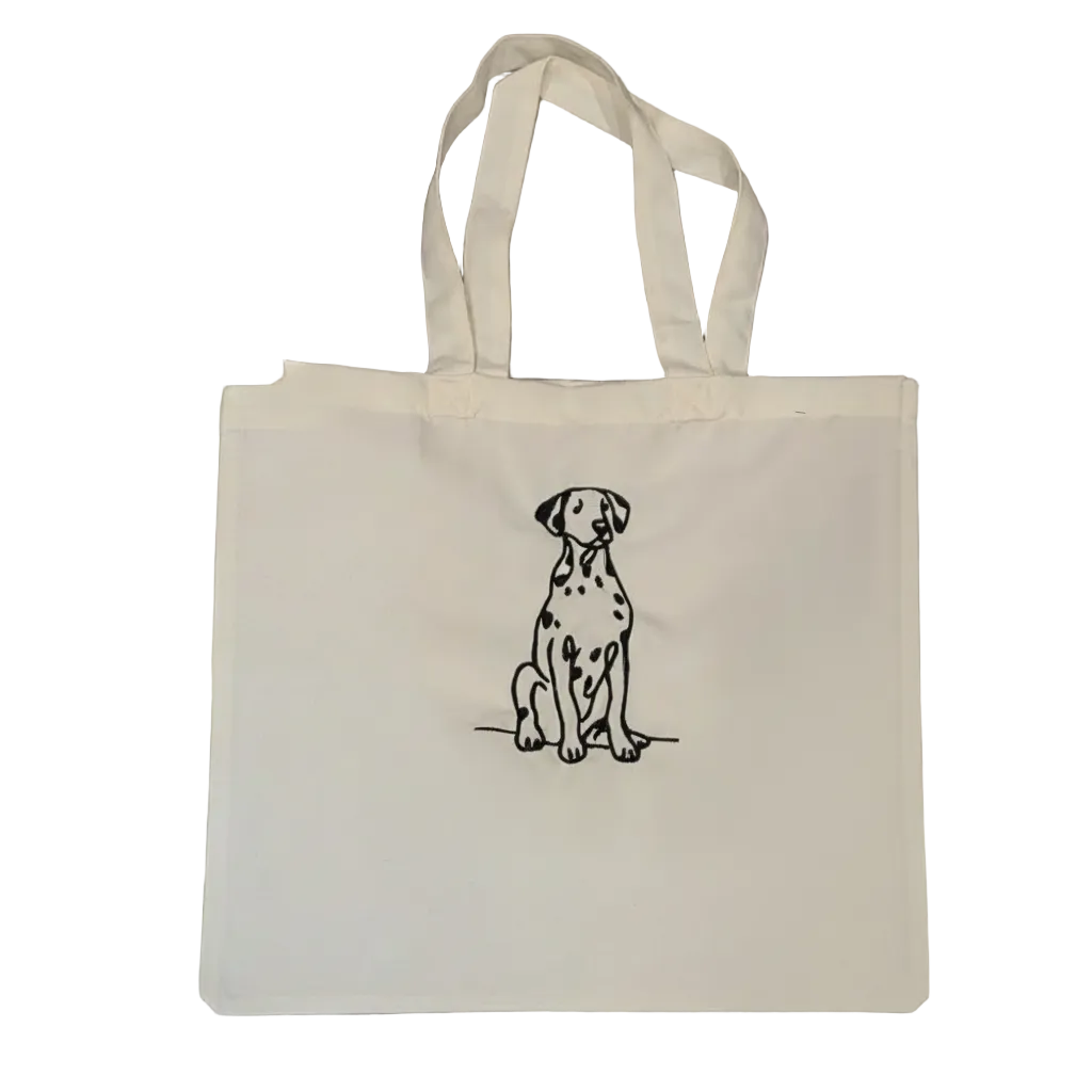 Dalmatian Embroidered Canvas Tote Bag, Spotted Dog Breed Reusable Grocery Bag, Minimalist Dog Mom Gift, Dalmatian Lover Shoulder Bag