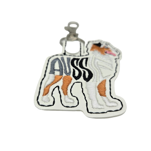 Australian Shepherd Keychain – Embroidered Snap Tab Charm