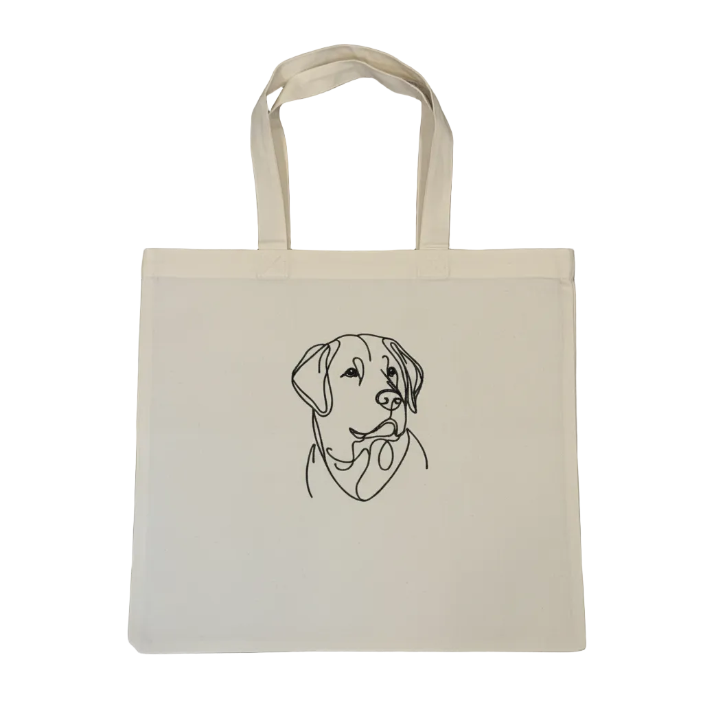 Labrador Retriever Embroidered Tote Bag, Yellow Lab Line Art Canvas Bag, Dog Breed Grocery Tote, Lab Mom Gift, Minimalist Dog Art Bag
