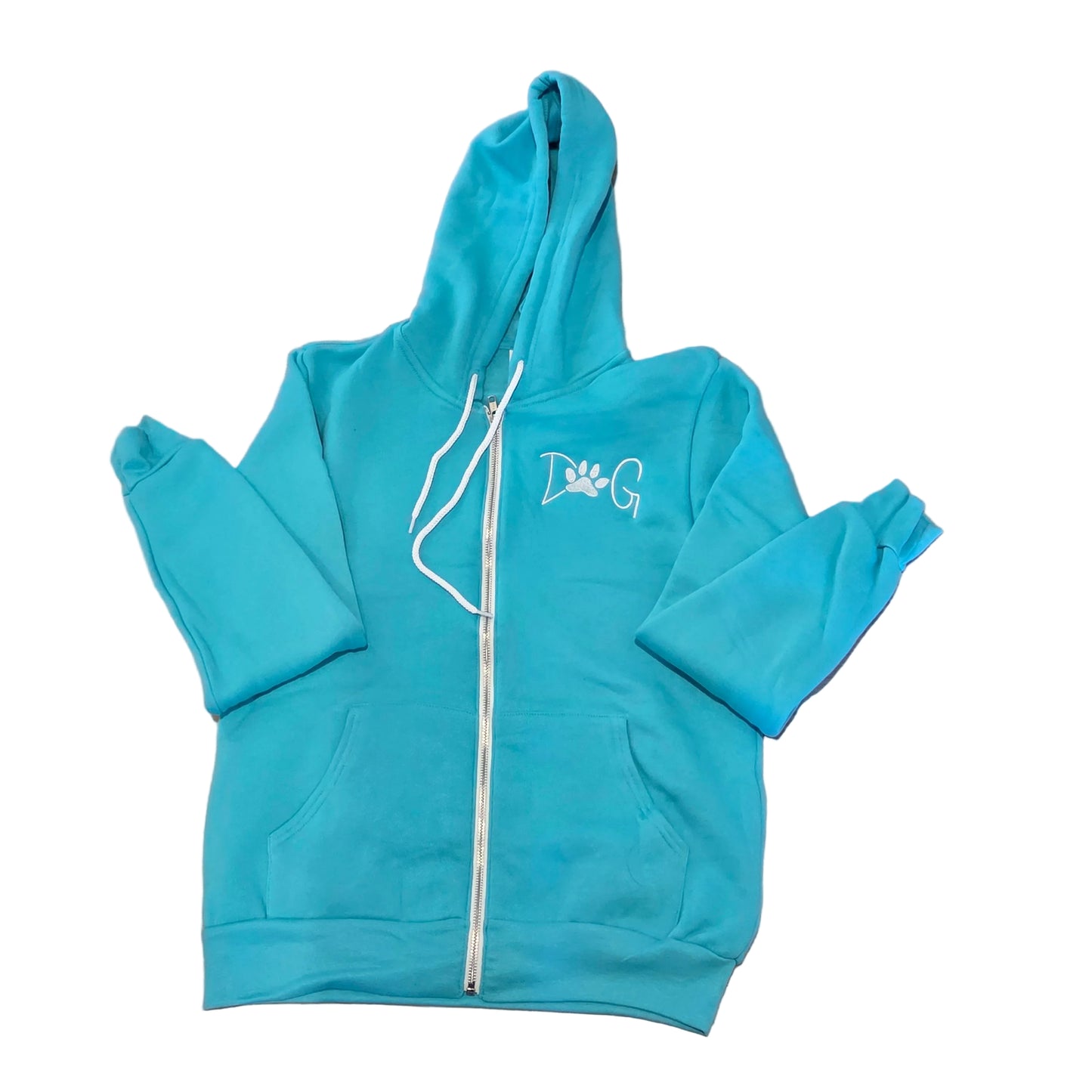 Embroidered Full Zip Sweatshirt Dog with Paw Print