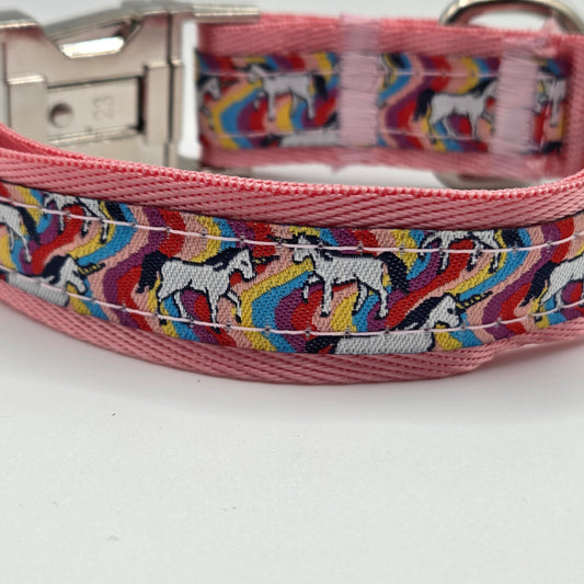 Rainbow Unicorn Dog Collar – Medium (11"–16")