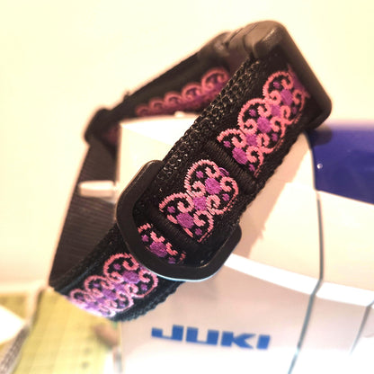 Pink Loops dog collar 1 inch (Made to order: all sizes available)