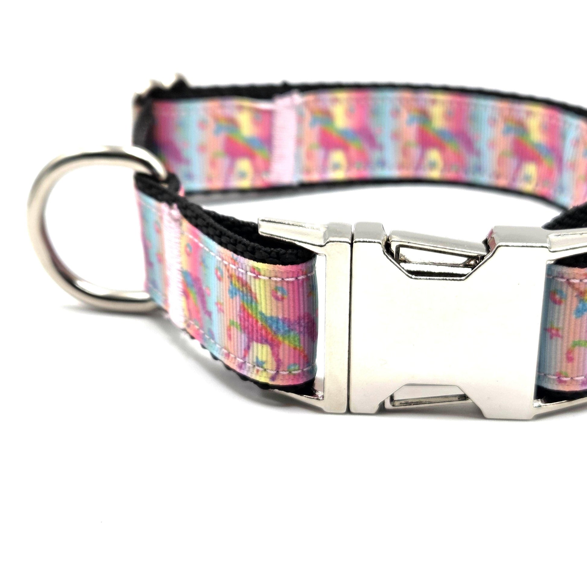 Unicorn Dreams Dog Collar | 1" Wide | Large Size | Fits 13.5–21.5” Necks | Nickel Buckle