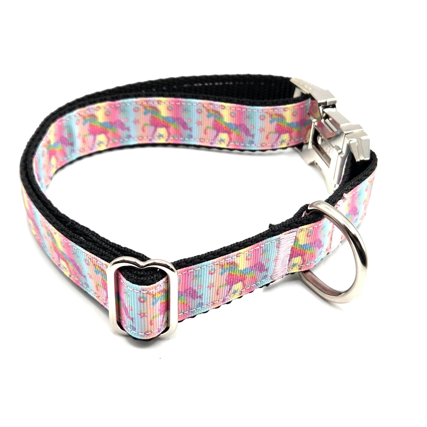 Unicorn Dreams Dog Collar | 1" Wide | Large Size | Fits 13.5–21.5” Necks | Nickel Buckle