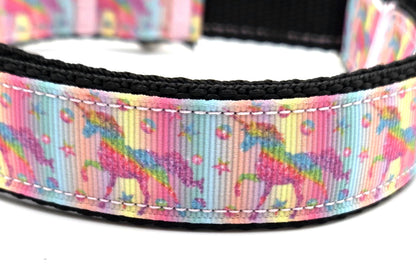 Unicorn Dreams Dog Collar | 1" Wide | Large Size | Fits 13.5–21.5” Necks | Nickel Buckle