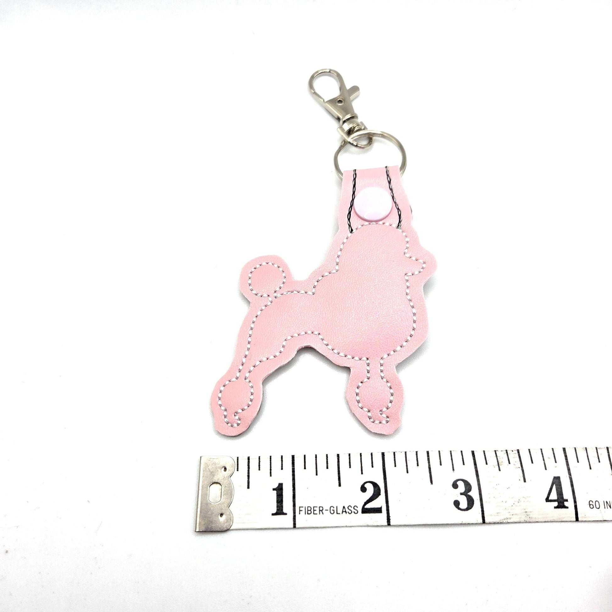 Pink Poodle Keychain – Embroidered Snap Tab Charm