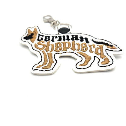 Embroidered German Shepherd Keychain, Dog Mom Gift
