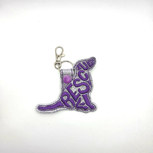 Embroidered Rescue Dog Keychain, Glitter Pet Bag Tag