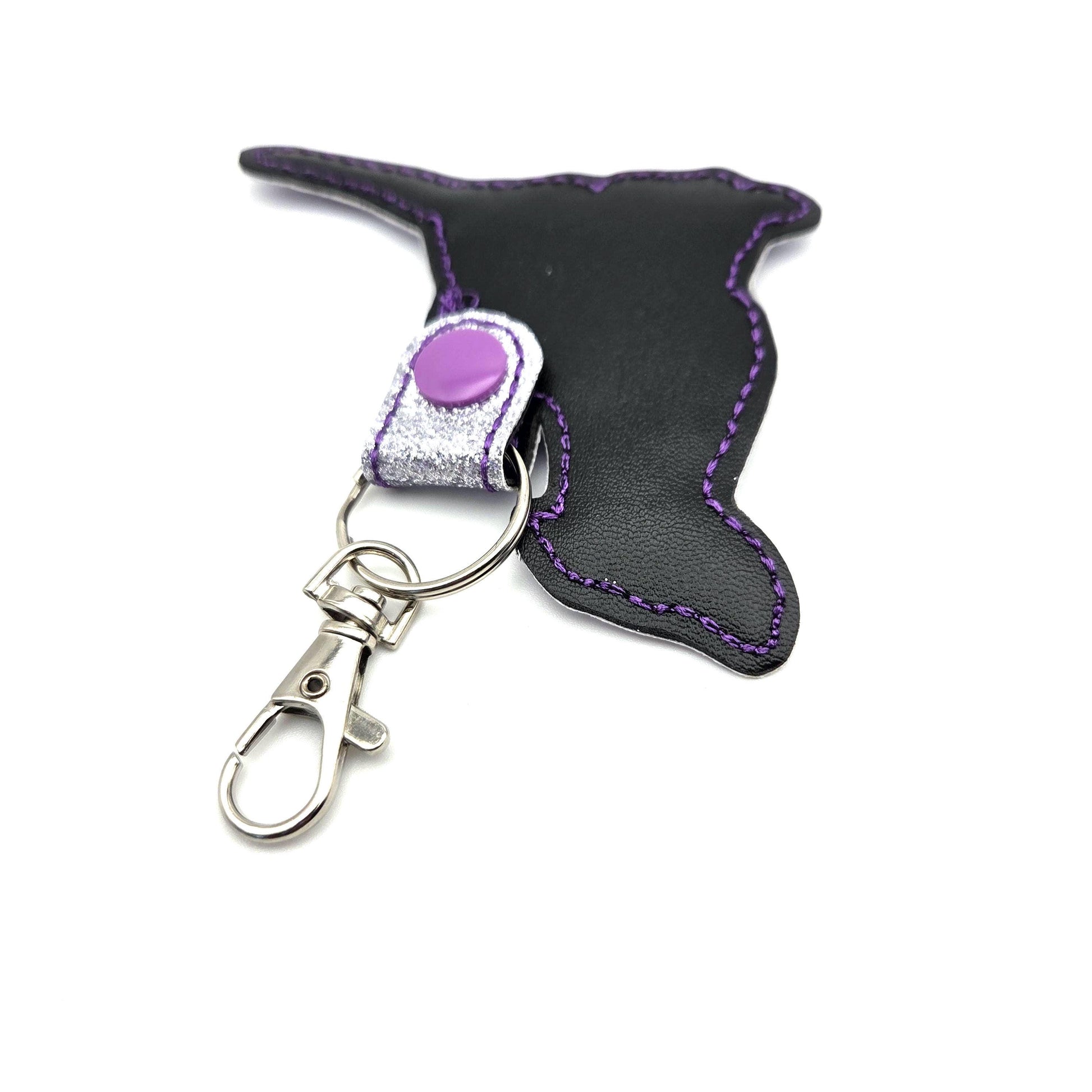 Embroidered Rescue Dog Keychain, Glitter Pet Bag Tag