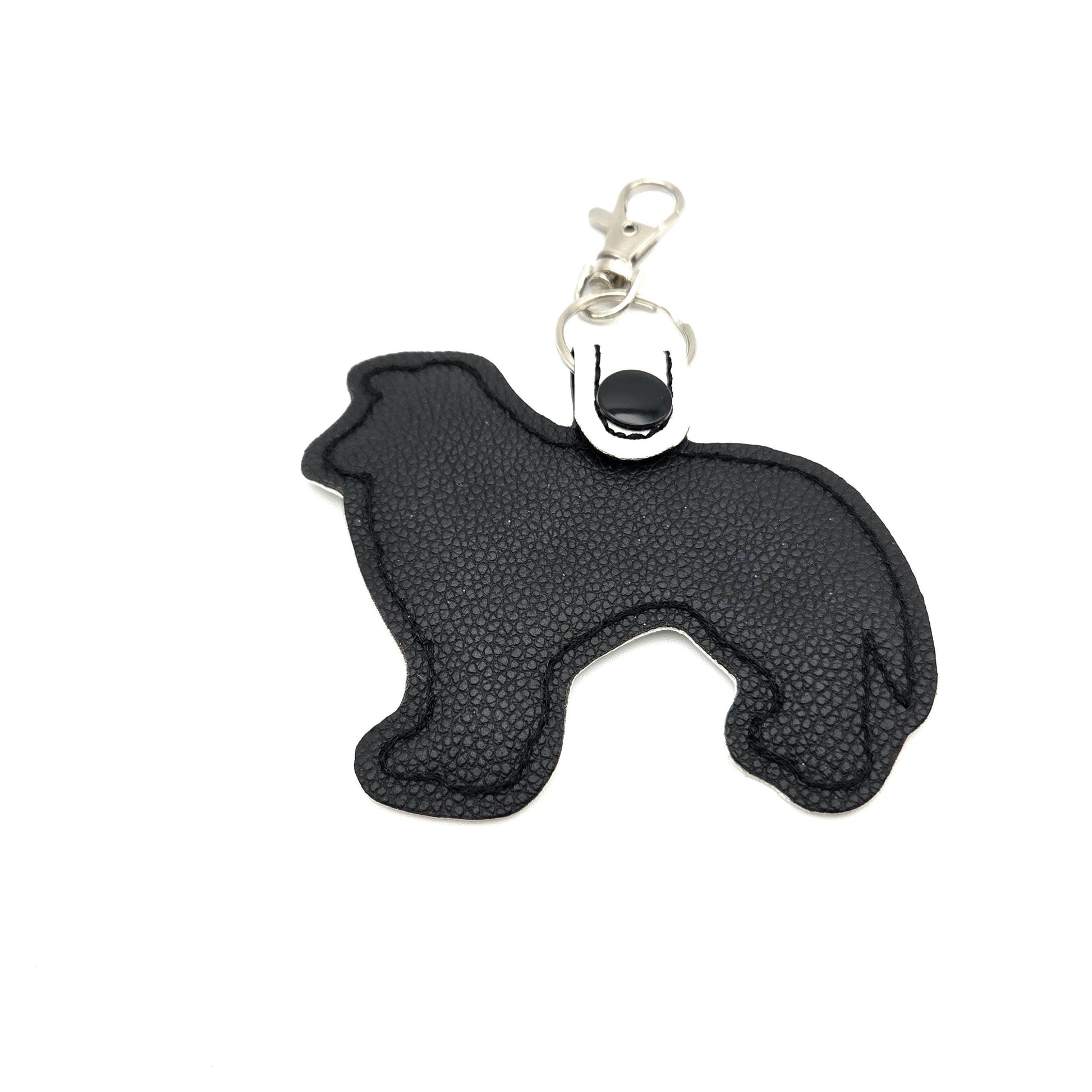 Embroidered Border Collie Silhouette Keychain / Bag Tag