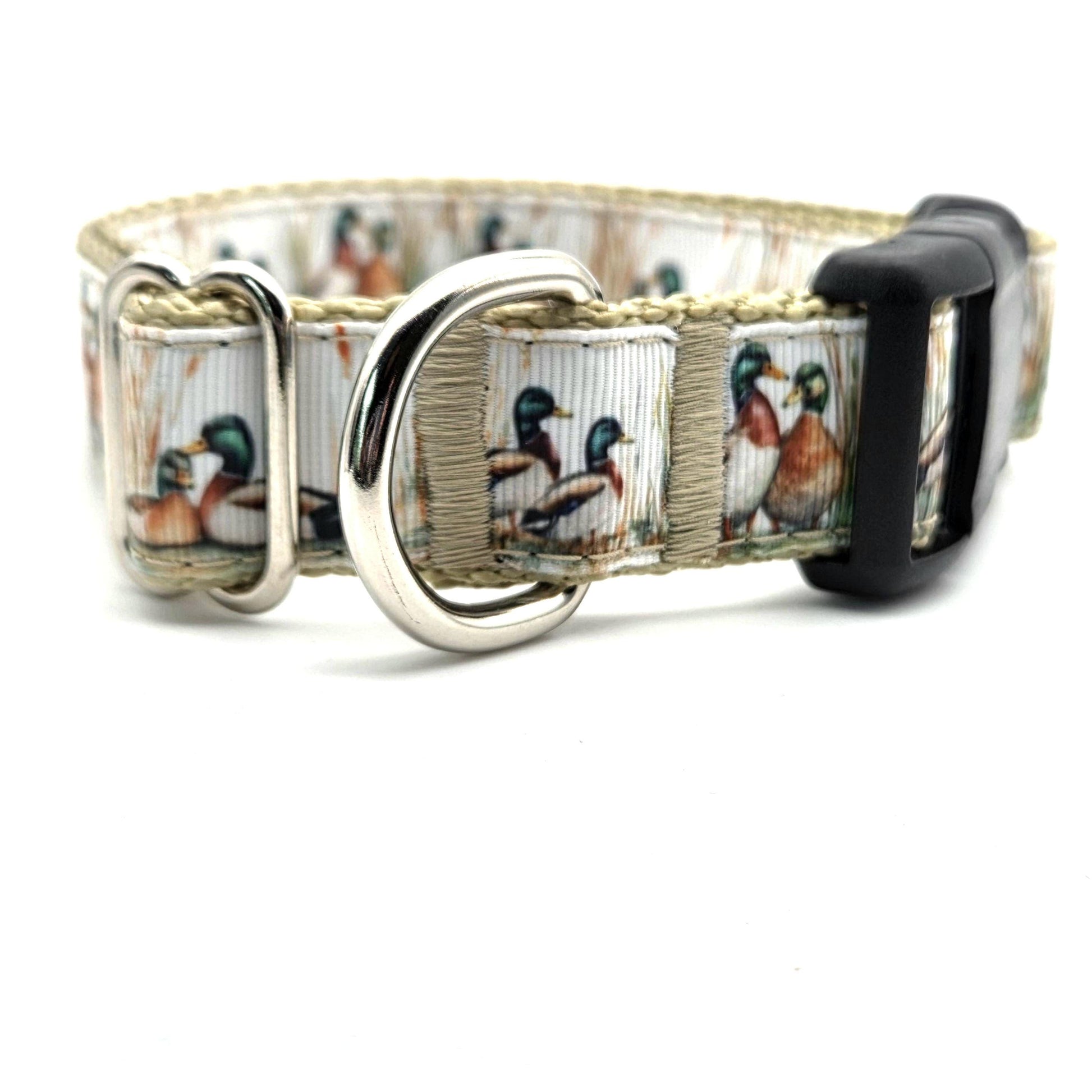 Mallard Duck Dog Collar - Custom Waterfowl Hunting Dog Gear - 1 Inch Adjustable Greenhead Print for Labs and Retrievers - 13-20 Inches
