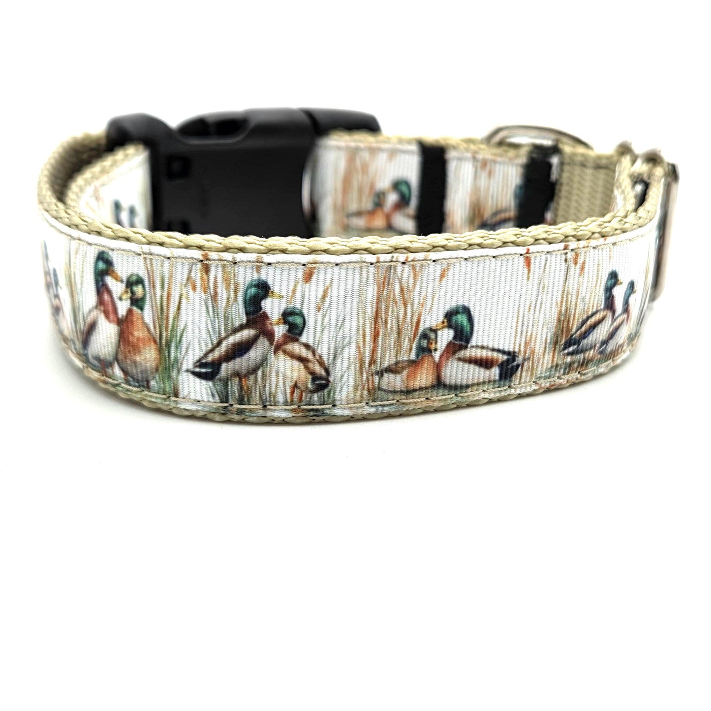 Mallard Duck Dog Collar - Custom Waterfowl Hunting Dog Gear - 1 Inch Adjustable Greenhead Print for Labs and Retrievers - 13-20 Inches