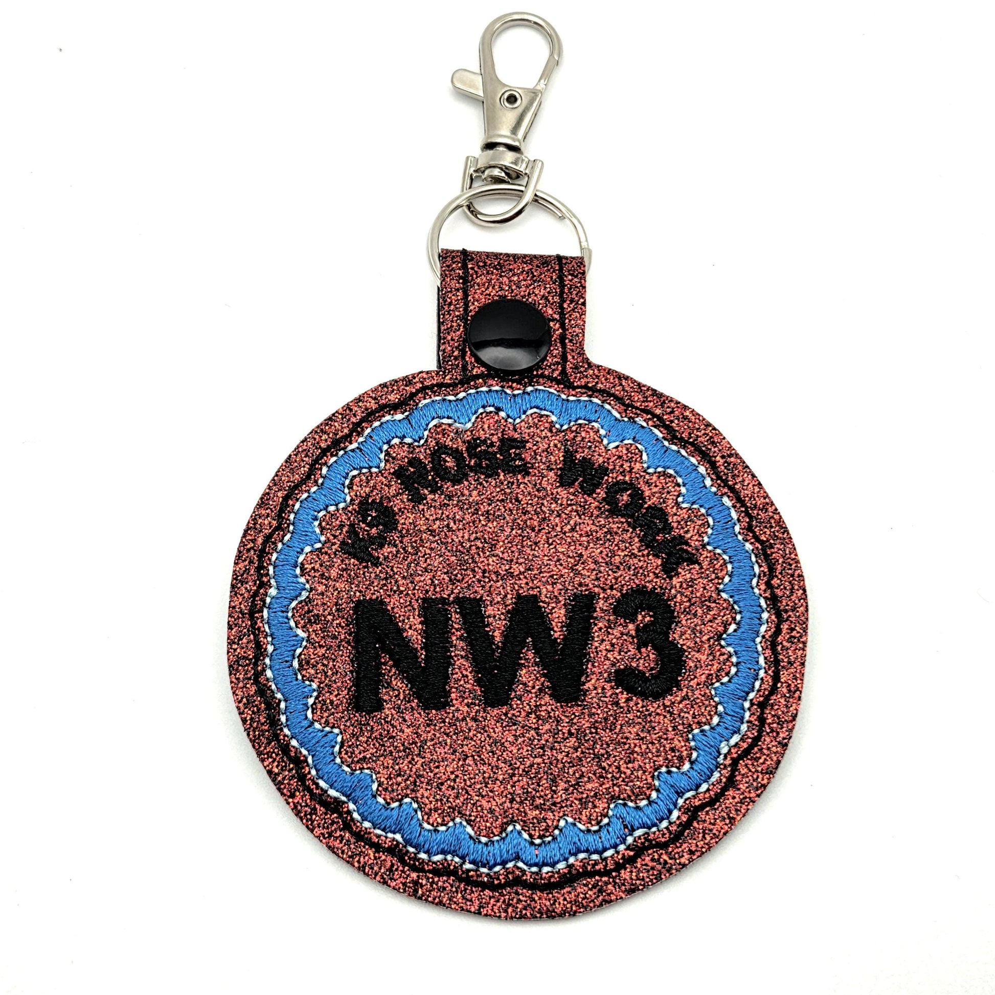 Custom Nose Work Title Brag Keychain – Embroidered Glitter Vinyl NW1 NW2 NW3 Elite Scent Work Bag Tag – Personalized Dog Sport Gift