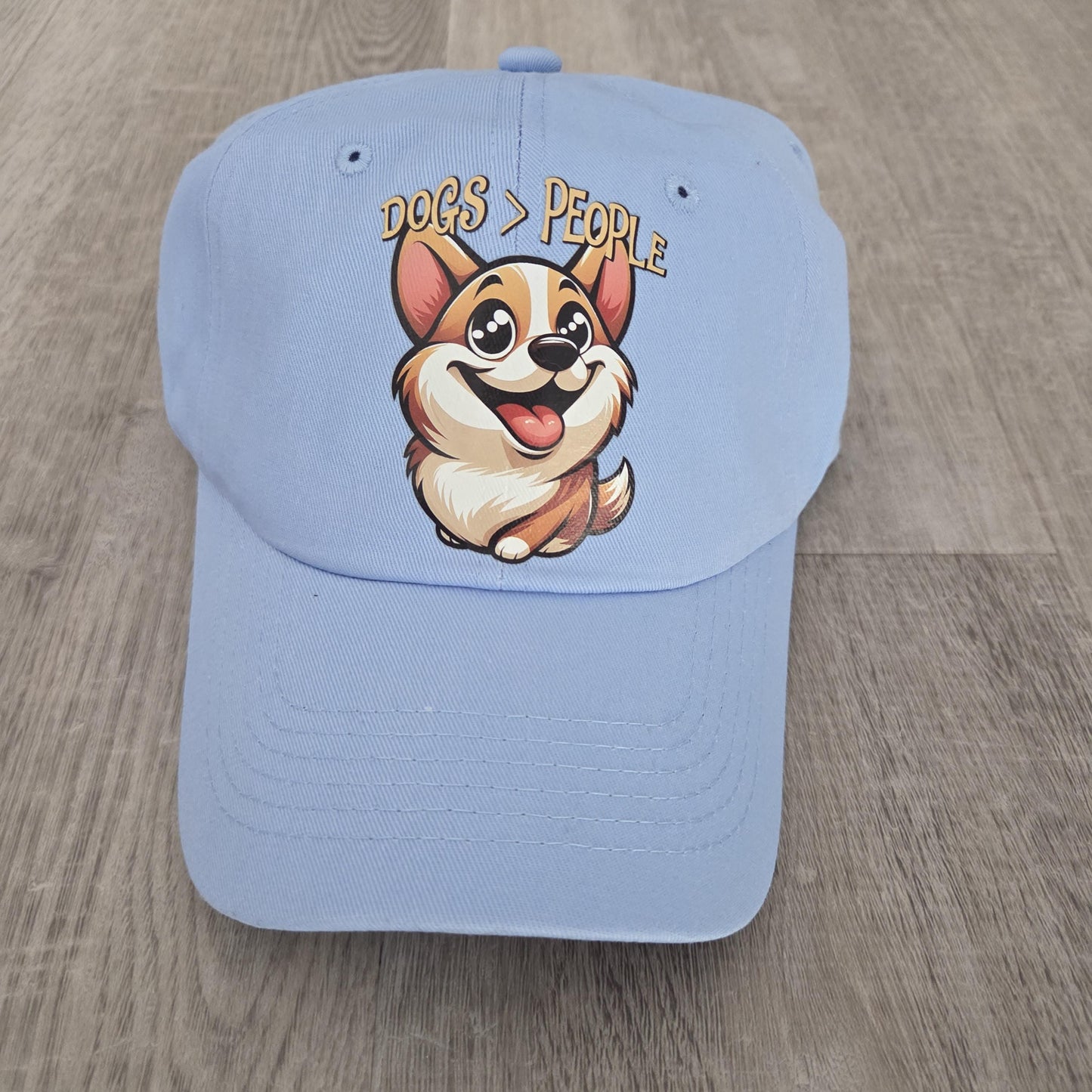 Dogs Greater Than People Baseball Cap | Light Blue Dog Mom Hat | Funny Corgi Graphic Dad Hat | Gift for Dog Lovers | Cute Animal Lover Paste