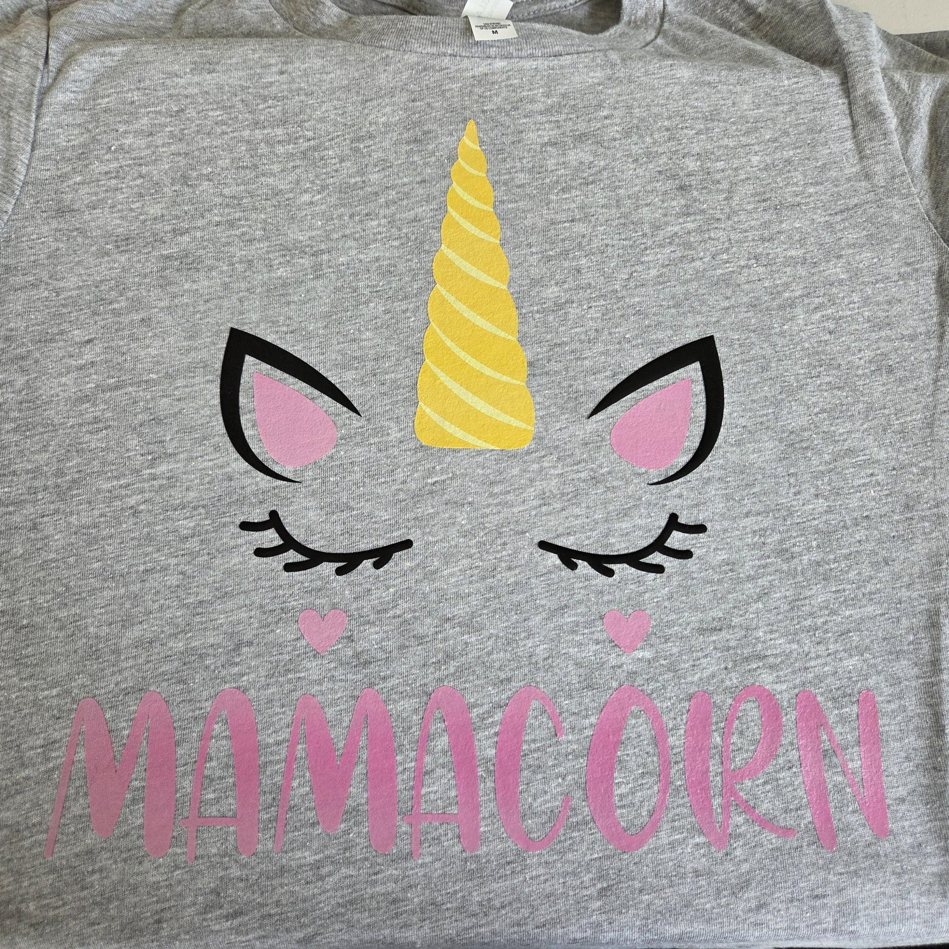 Mamacorn T-Shirt - Unicorn Mom Graphic Tee - Funny Motherhood Gift - Women’s Medium Heather Grey Cotton Shirt
