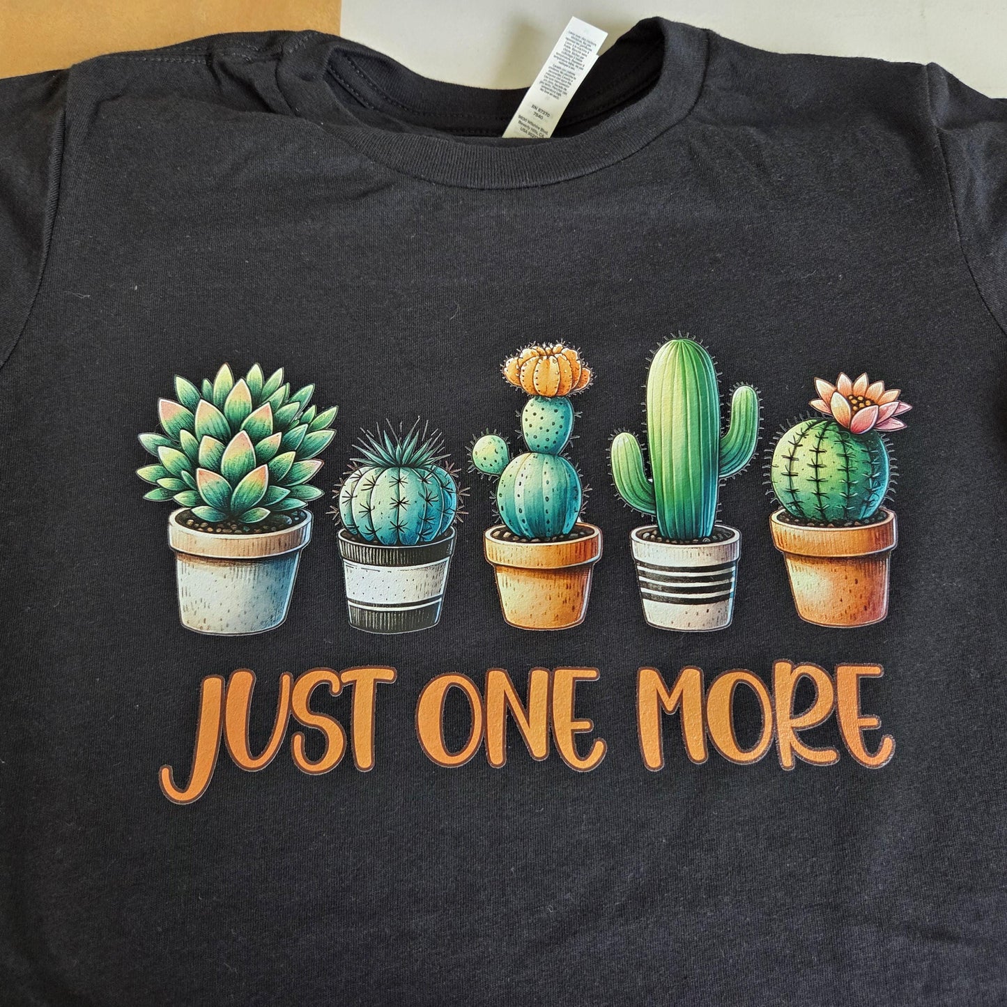Just One More Succulent T-Shirt - Funny Plant Lover Graphic Tee - Cactus & Succulent Gardener Gift - Women’s Medium Black Cotton Shirt