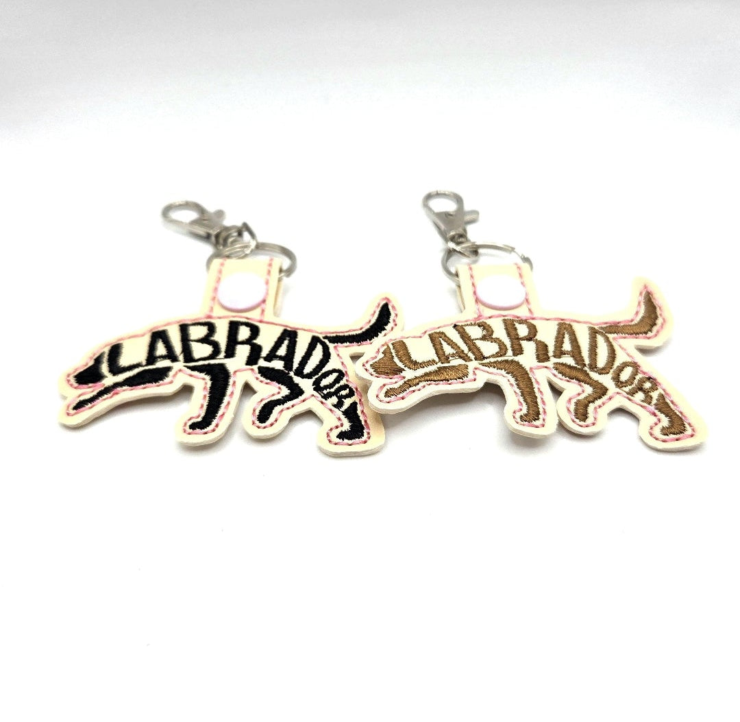 One Embroidered Labrador Retriever Keychain Tab | Black, Chocolate, Yellow Lab Dog Owner Gift | Dog Mom Key Fob