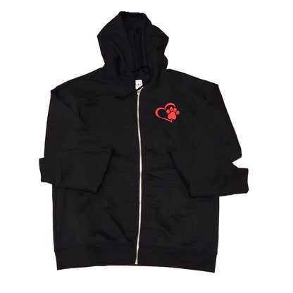 Embroidered full zip hoodie, heart with dog paw
