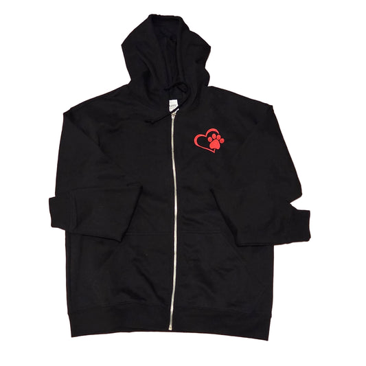 Embroidered full zip hoodie, heart with dog paw