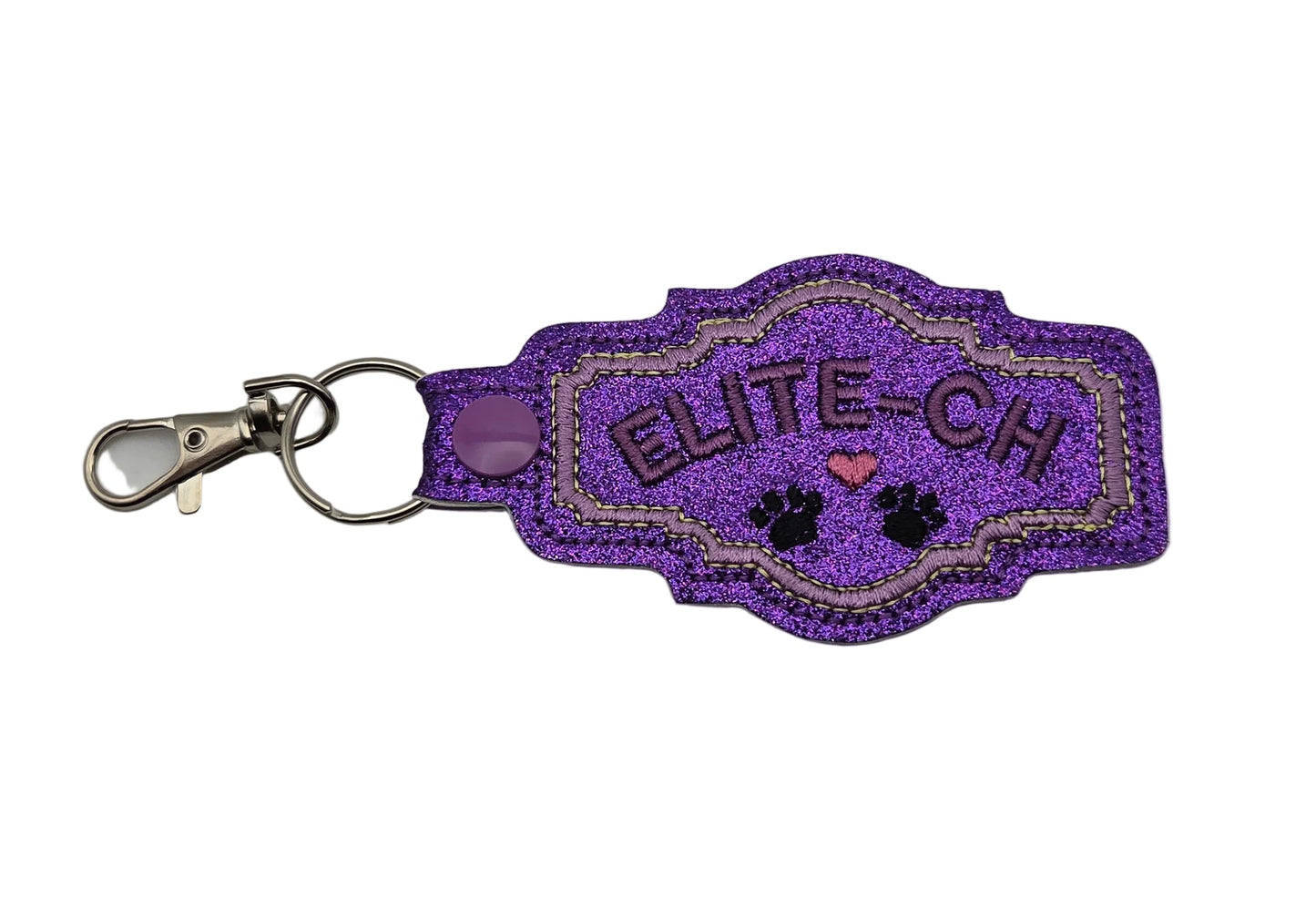 Custom Nose Work Title Brag Keychain – Embroidered Glitter Vinyl NW1 NW2 NW3 Elite Scent Work Bag Tag – Personalized Dog Sport Gift