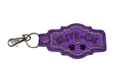 Custom Nose Work Title Brag Keychain – Embroidered Glitter Vinyl NW1 NW2 NW3 Elite Scent Work Bag Tag – Personalized Dog Sport Gift