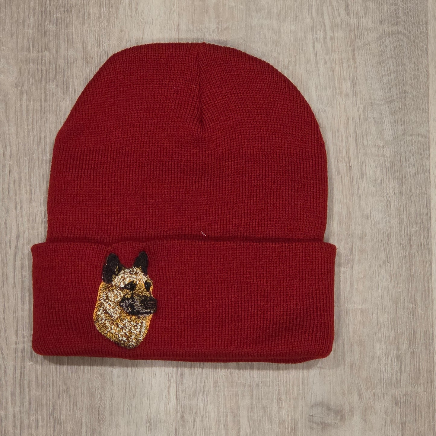 Laekenois Embroidered Beanie, Belgian Shepherd Gift, Dog Mom Hat, Knit Cuff Beanie, K9 Trainer Apparel