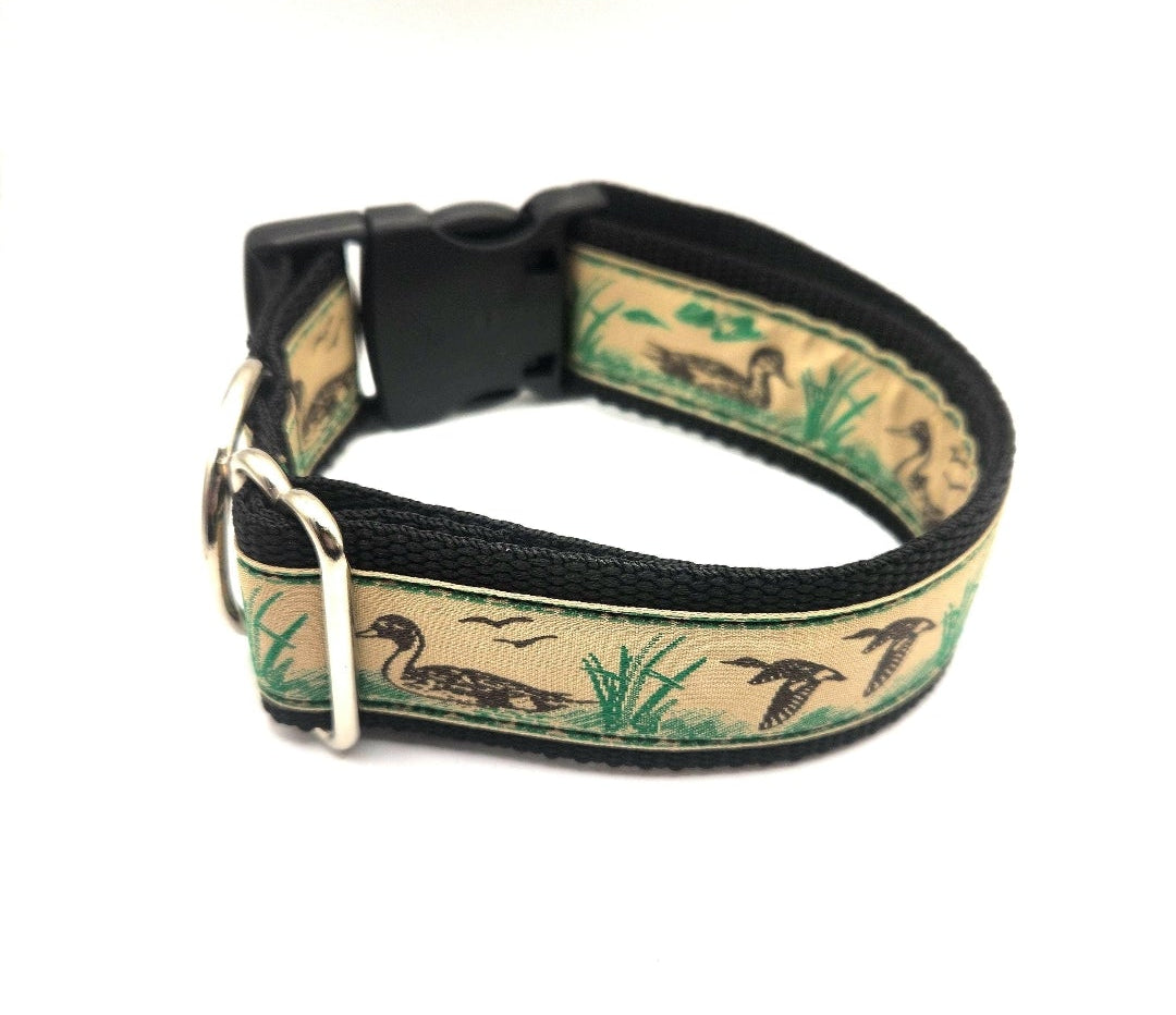 1.5 inch Rustic Duck Dog Collar – Adjustable (all sizes available)
