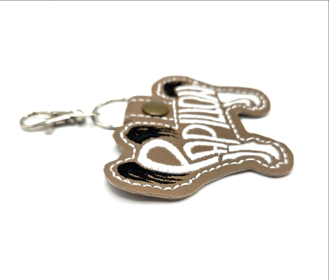 Papillon Dog Breed Embroidered Keychain / Bag Charm