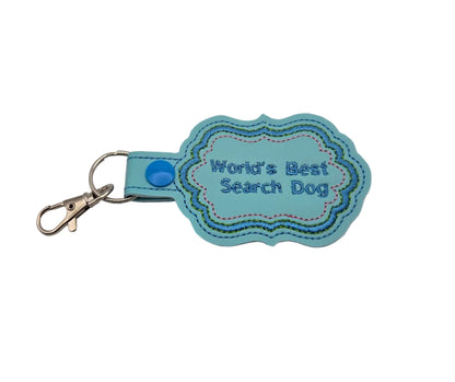 Custom Embroidered Scent Work Keychain | World's Best Search Dog Key Fob | Dog Sport Gear Tag | Gift for Search and Rescue or Nosework Handlers