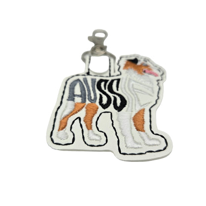Australian Shepherd Keychain – Embroidered Snap Tab Charm