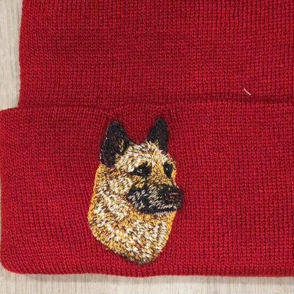Laekenois Embroidered Beanie, Belgian Shepherd Gift, Dog Mom Hat, Knit Cuff Beanie, K9 Trainer Apparel