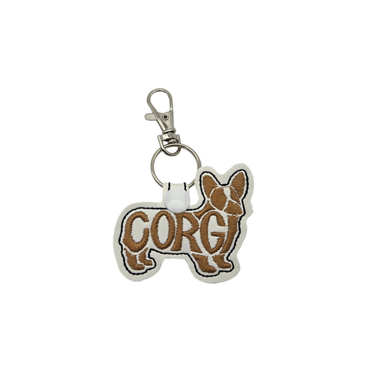 Corgi Keychain Tab, Embroidered Dog Breed Bag Tag, Pembroke Welsh Corgi Mom Gift, Cute Dog Key Fob, Dog Trainer Gear