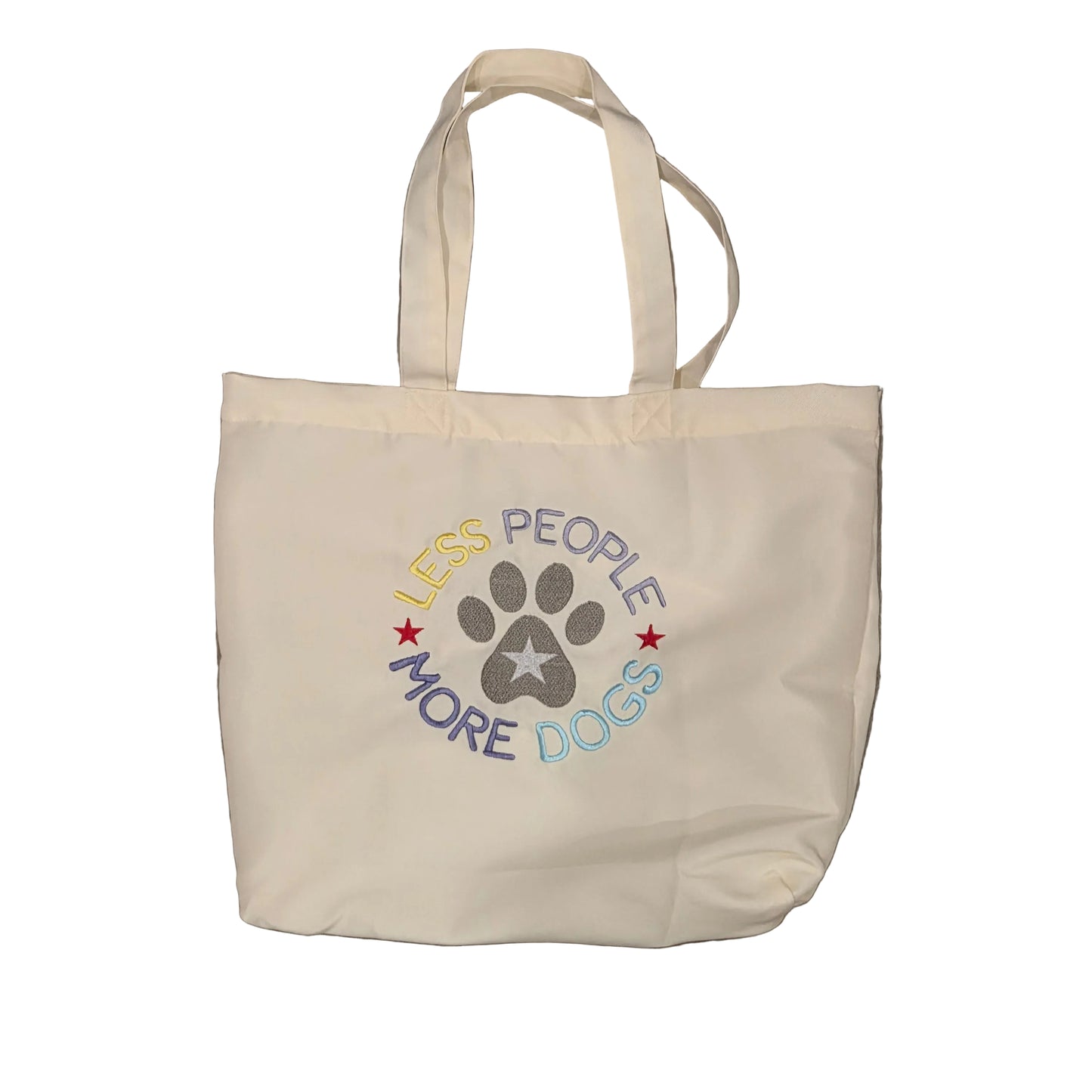 Less People More Dogs Tote Bag, Funny Dog Lover Gift, Embroidered Polyester Shoulder Bag, Dog Mom Grocery Tote, K9 Trainer Gift