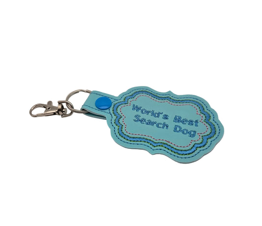 Custom Embroidered Scent Work Keychain | World's Best Search Dog Key Fob | Dog Sport Gear Tag | Gift for Search and Rescue or Nosework Handlers