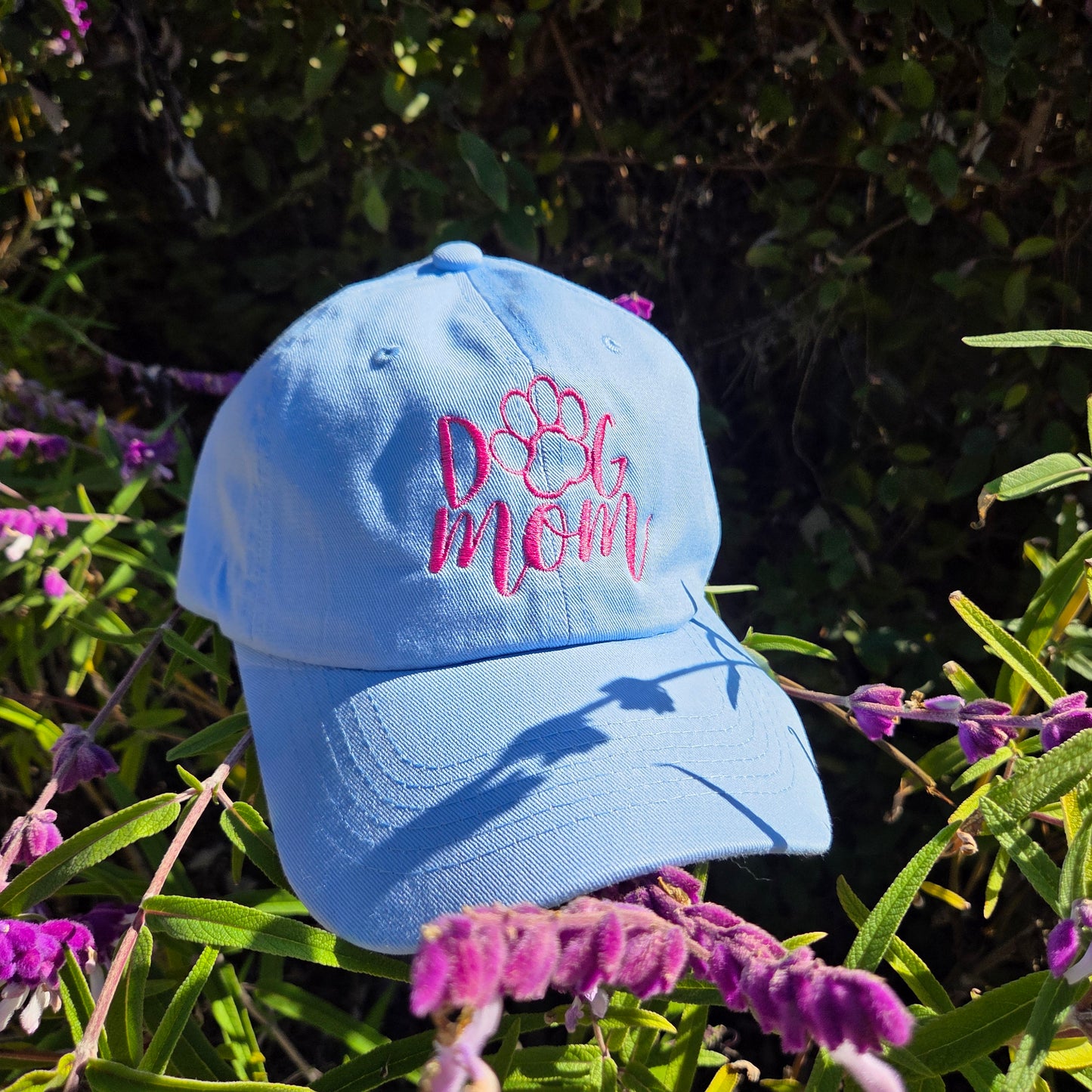 Pastel Blue Embroidered Dog Mom Hat