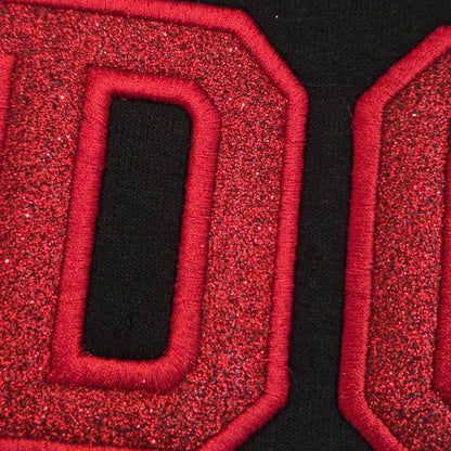 Custom Red Glitter Dog Sports Hoodie | Embroidered Varsity Sparkle Sweatshirt | Personalized K9 Athletics Apparel | Gift for Dog Trainers and Agility Handlers