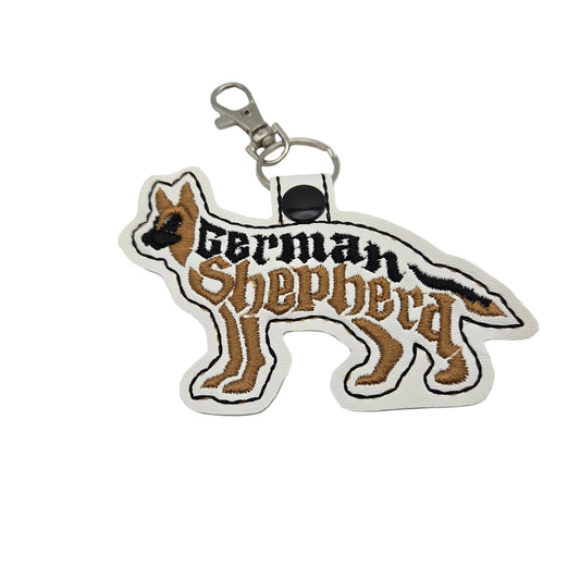 German Shepherd Keychain Tab, Embroidered Dog Breed Bag Tag, K9 Mom Gift, Service Dog Zipper Pull, GSD Key Fob