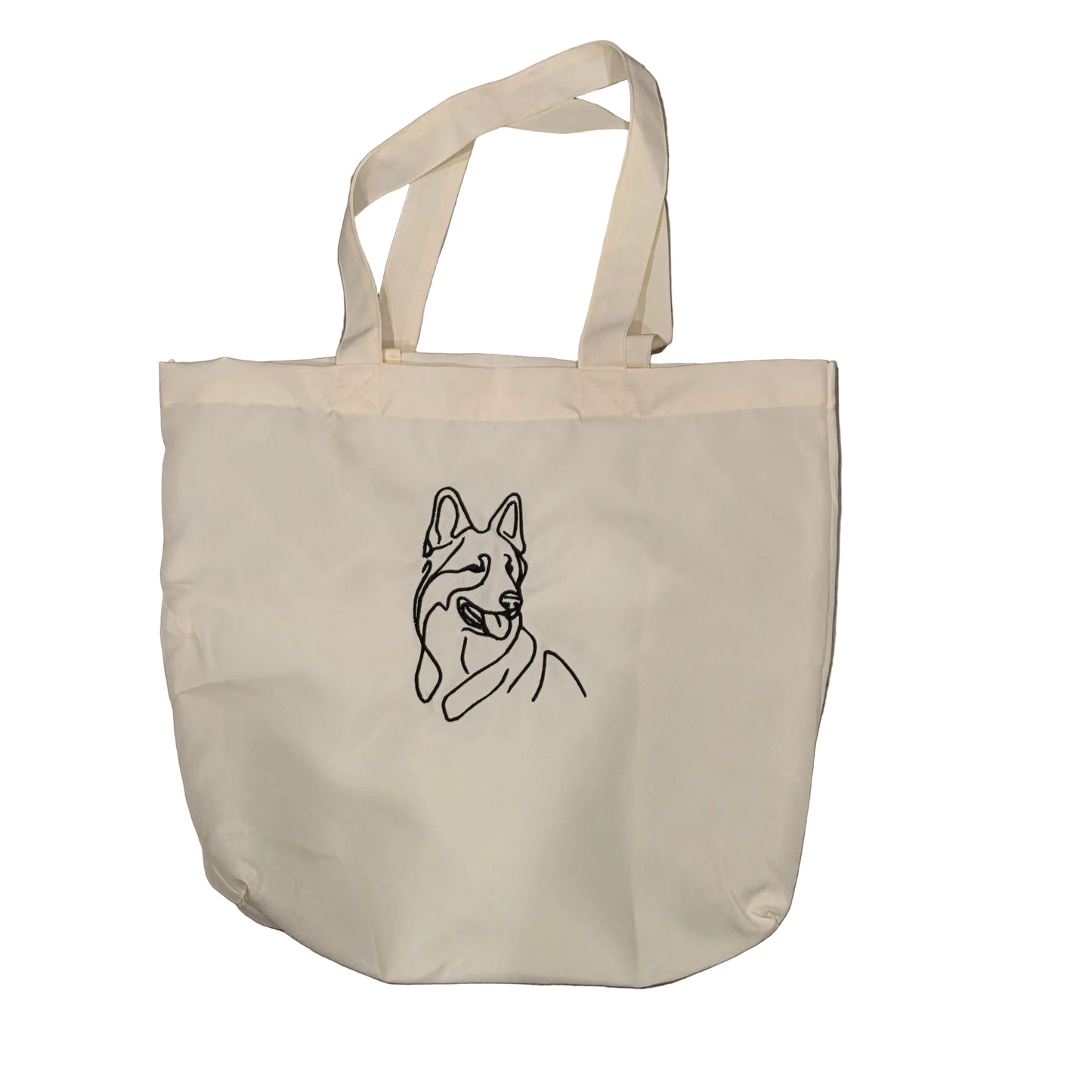 German Shepherd Embroidered Tote Bag, GSD Line Art Canvas Bag, Minimalist Dog Breed Shoulder Bag, Reusable Grocery Bag, German Shepherd Gift Malinois