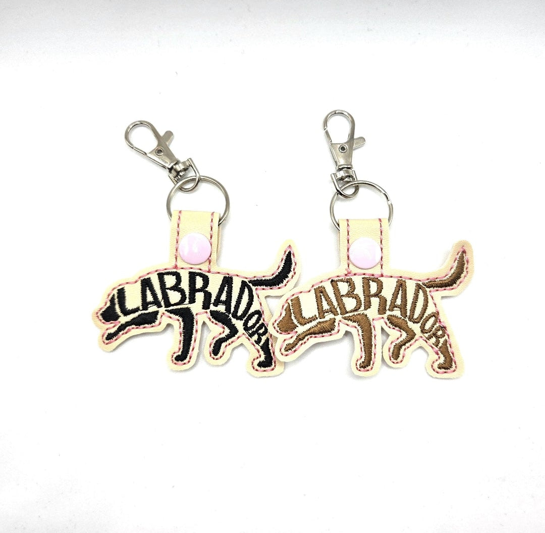 One Embroidered Labrador Retriever Keychain Tab | Black, Chocolate, Yellow Lab Dog Owner Gift | Dog Mom Key Fob