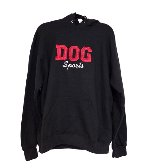 Custom Red Glitter Dog Sports Hoodie | Embroidered Varsity Sparkle Sweatshirt | Personalized K9 Athletics Apparel | Gift for Dog Trainers and Agility Handlers