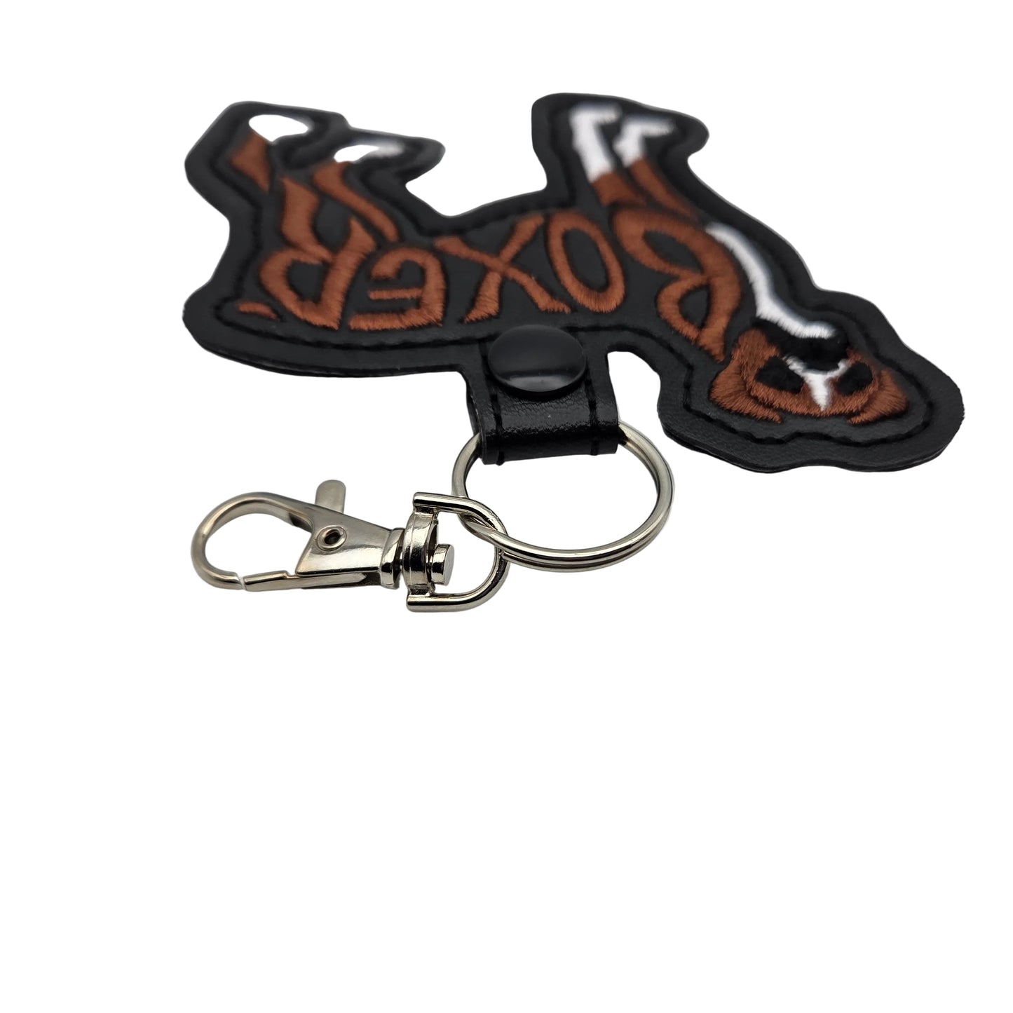 Boxer Dog Keychain Tab, Embroidered Boxer Breed Bag Tag, Faux Leather Dog Mom Gift, Boxer Key Fob, Dog Trainer Gear Accessory