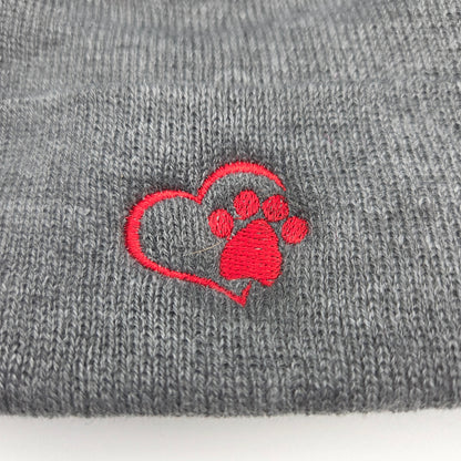 Heart Paw Print Beanie